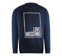 Moschino Mens Love Box Logo Navy Blue Sweatshirt Cotton - Size 2XL