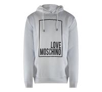 Moschino Mens Love Box Logo White Hoodie Cotton - Size Large