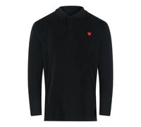 Moschino Mens Love Small Heart Logo Long Sleeve Black Polo Shirt Cotton - Size 2XL