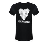 Moschino Womens Love Heart Print Black T-shirt Cotton - Size Medium