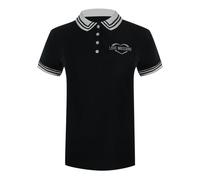 Moschino Womens Love Silver Heart Logo Black Polo Shirt Cotton - Size Medium