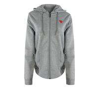 Moschino Womens Love Small Red Heart Logo Grey Zip Hoodie Cotton - Size Small