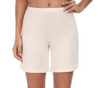MOSCOAL Bloomers Shorts for Women Pettipants for Under Dresses Flat Edge Culottes Slip Shorts, Nude, Medium