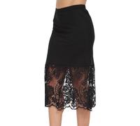 MOSCOAL Women's Half Slip for Under Dresses Long Slip Skirt Extender with Lace Trim Underskirt 22 26 30 Inches, Black-26", XXXL