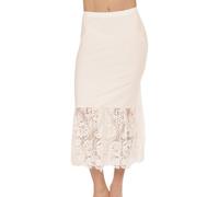 MOSCOAL Women's Half Slip for Under Dresses Long Slip Skirt Extender with Lace Trim Underskirt 22 26 30 Inches, Nude-30", XXXL