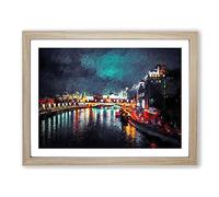 Moscow At Night Modern Art Framed Print | A2 Oak Framed Wall Art | Ready to Hang | Modern Nature Picture | Living Room Bedroom Lounge Office