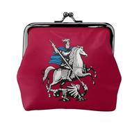 Moscow Flag Leather Kiss Lock Coin Purse-Small Mini Wallet for Women | Premium Pu Leather. Kiss Lock. Compact Size.