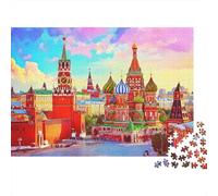 Moscow Landmark View 1000 Piece Puzzles Beautiful View Moscow Cityscape Wall Decoration Decompression Jigsaw for Men And Women Challenging Puzzles Jigsaw Puzzles for Adults 38x26cm/1000pcs