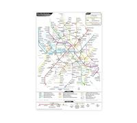 Moscow Metro Map Russian Underground Poster Bedroom Canvas Decor Print Wall Art Office Room Aesthetic Decor Gift Unframe 12x18inch(30x45cm)