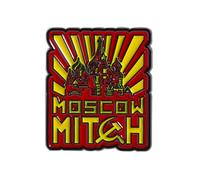 Moscow Mitch Enamel Lapel Pin Badge 2.5 x 3cm Bold Red And Yellow Graphic Design With Kremlin Silhouette And Hammer And Sickle Motif Metal Collectible Pin
