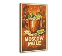 Moscow Mule Cocktail - Vintage Bar Kitchen Decor Canvas Poster Bedroom Decor Landscape Office Room Decor Gift 12" L X 18" W