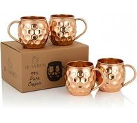 Moscow Mule Mugs Set of 4-100% Pure Copper, 16oz Large, Food Safe Solid Copper Mugs, Premium Moscow Mule Cocktail Gift Set for Cocktail Lovers, Home Bar, Party, and Entertaining