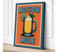 Moscow Mule Vintage Retro Canvas Wall Art Print 18x12 Inch