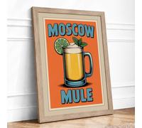 Moscow Mule Vintage Retro Framed Wall Art Print A2 Oak