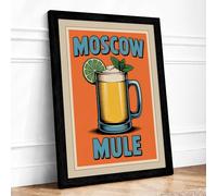 Moscow Mule Vintage Retro Framed Wall Art Print A3 Black