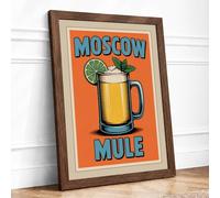 Moscow Mule Vintage Retro Framed Wall Art Print A3 Walnut