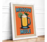 Moscow Mule Vintage Retro Framed Wall Art Print A4 White