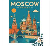 Moscow Poster for Adults 1000 Piece Puzzle | fun activity to enjoy with the family during the spring break at home without needing to go out to enjoy at home38x26cm