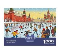 Moscow Red Square Winter Wooden Jigsaw Puzzle Waterproof 1000 Piece Puzzles for Adults Fun Challenging Games