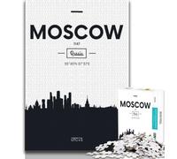 Moscow Russia 1000 Piece Jigsaw Puzzles for Teenagers,Stress Reliever Staycation Kill Time with Matching Poster And Trivia Sheet 50x75cm