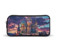 Moscow Russia at Full Moon Portable Pencil Case Pouch Big Capacity Pen Bag for Office Stationery Organizer