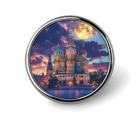 Moscow Russia at Full Moon Round Brooches Colorful Fashion Button Pins Badge for Backpacks Shirts Scarf