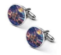 Moscow Russia at Full Moon Trendy Shirt Cufflinks for Men Silver Cuff Links Dress Shirts Wedding Office