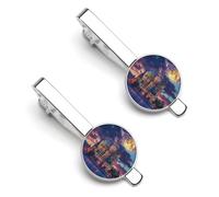 Moscow Russia at Full Moon Trendy Tie Clips for Men Silver Tie Bar Pin Jewelry for Wedding Anniversary Birthday