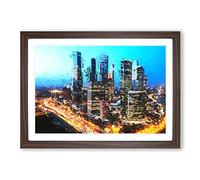 Moscow Russia Skyline in Abstract Framed Print | A2 Walnut Framed Wall Art | Ready to Hang | Abstract Cityscape Picture | Living Room Bedroom Lounge Office