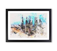 Moscow Russia Skyline Watercolour Framed Print | A2 Black Framed Wall Art | Ready to Hang | Modern Cityscape Picture | Living Room Bedroom Lounge Office