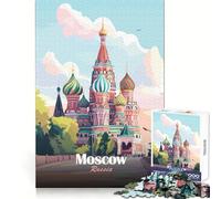 Moscow, Russia︰ St. Basil's Cathedral Illustration 1000 Teenager Pieces Jigsaw Puzzle Brain Memory Peaceful Fun Tight Lock size 50x75cm