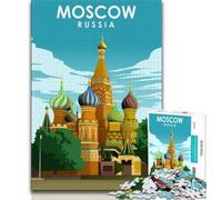 Moscow Russia Travel Art Jigsaw Puzzles for Teenagers,Help The Brain Exercise Addictive Toys to Cultivate Patience A Work of Art 50x75cm