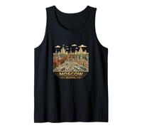 Moscow Russia Travel Souvenir Retro City Skyline Badge Tank Top