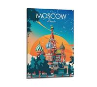 Moscow Russia Vintage Travel Poster Painting On Canvas Wall Art Scroll Picture Print Living Room Walls Decor Homes 12x18inch(30x45cm)