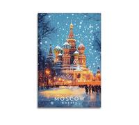 Moscow Russia Vintage Travel Posters Wall Art Scroll Canvas Painting Picture Living Room Decor Home 16x24inch(40x60cm)