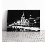 Moscow Seven Sisters Bridge Russia Canvas Print | Gallery Wrapped 30mm Frame Wall Art | 24x16 inches | Ready to Hang | Modern Cityscape Picture | Living Room Bedroom Lounge Office
