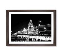 Moscow Seven Sisters Bridge Russia Framed Print | A2 Walnut Framed Wall Art | Ready to Hang | Modern Cityscape Picture | Living Room Bedroom Lounge Office