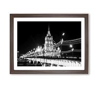 Moscow Seven Sisters Bridge Russia Modern Framed Wall Art Print, Ready to Hang Picture for Living Room Bedroom Home Office Décor, Walnut A2 (64 x 46 cm)