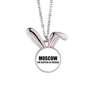 Moscow The Capital Of Russia Rabbit Necklace Pendant Bunny Animal Jewelry Gift