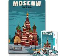 Moscow Travel Art Russia Adult Puzzles 1000 Pieces,Help The Brain Exercise Addictive Toys to Cultivate Patience Unique Challenge Game 75x50cm
