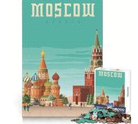 Moscow Travel Poster 1000 Teenager Pieces Jigsaw Puzzle Brain Memory Peaceful Fun Tight Lock size 38x52cm