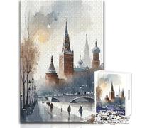 Moscow Watercolor Painting Adult Jigsaw Puzzles1000 Pieces Fun Brain Training Learning Game Great Unique Surprise Present Size 38x52cm