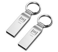 MOSDART 128GB Metal USB 2.0 Flash Drive 2 Pack exFAT Thumb Drives with Keychain 128 GB Waterproof Jump Drive 128G Memory Stick for Data Storage and Backup, Silver