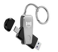 MOSDART 256GB USB3.0 Type C 2 in 1 OTG Flash Drive with Keychain, for iPhone15,16,17, Android Phones, iPad, MacBook, and Laptops, Silver