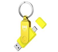 MOSDART 256GB USB3.1 Fast Speed C and A Dual Flash Drive, exFAT Memory Stick with Keychain and LED Indicator, for iPhone 15,16, 17, Android Phone, iPad, MacBook, and Other Laptops,Yellow