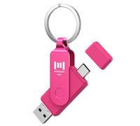MOSDART 64GB Dual USB 3.2 Type-C Flash Drive, 150MB/S Thumb Drive with Keychain and LED Light, exFAT Memory Stick for iPhone 15,16 and 17, iPad, Android Phone, MacBook, Laptop, Hot Pink