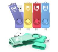 MOSDART 64GB USB C & USB A 2.0 Dual Flash Drive, Pack of 5, Multicolored