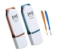 MOSDART 64GB USB2.0 Flash Drive, with LED & Lanyard, Pack of 2