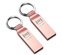 MOSDART Waterproof 64GB USB2.0 Flash Drive, exFAT Metal Memory Stick with Keychain, for System Back, Data Storage, Rose Gold(Pack of 2)