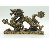 Mose Cafolo Brass Color 6 Inches Asian Chinese Feng Shui Dragon Figurine Statue Sculpture for Luck & Success